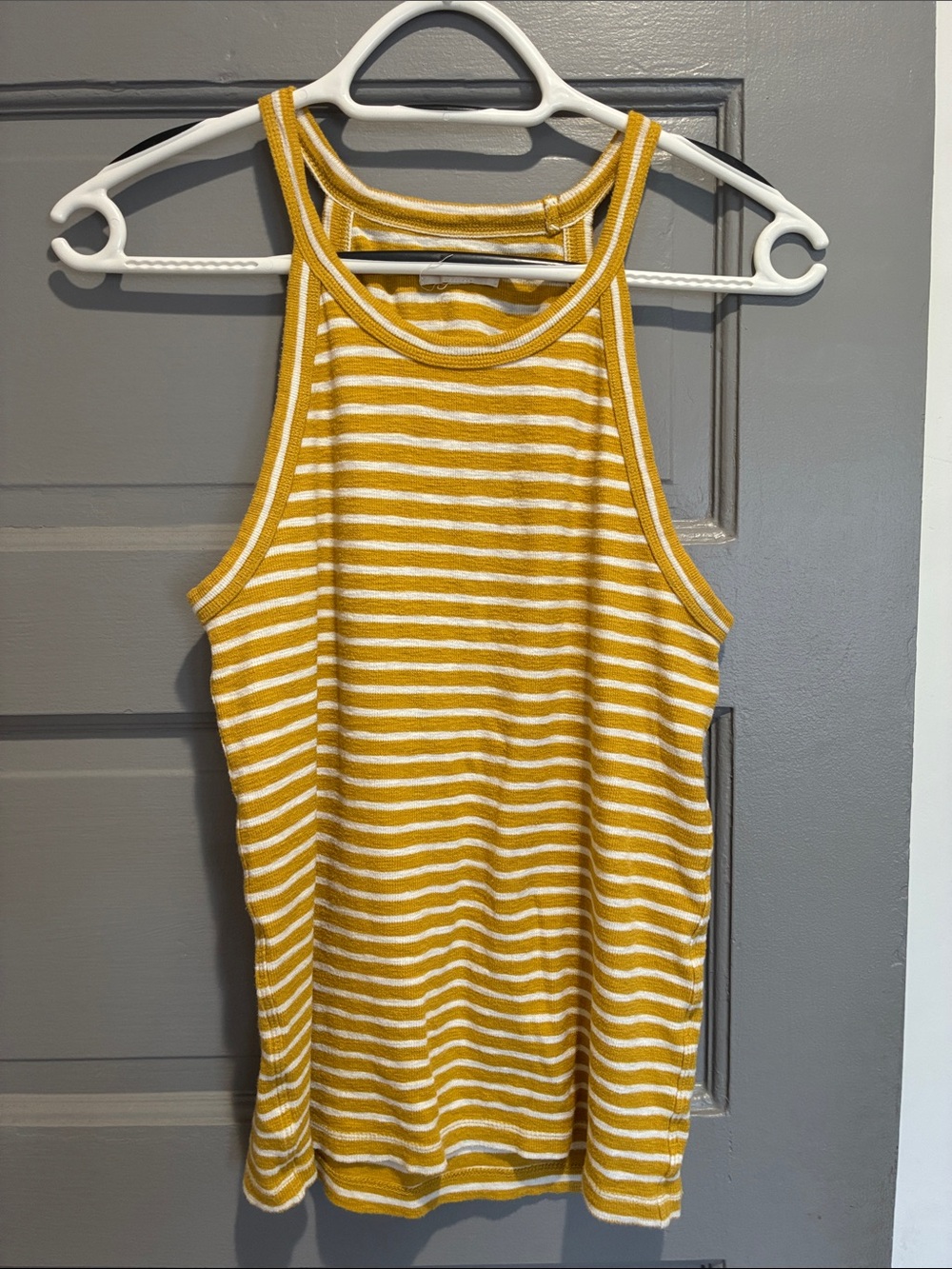 Madewell Yellow and White Striped Tank Top